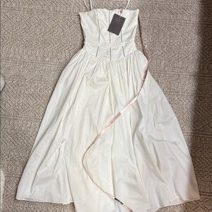 House of CB Strapless Cream-White A-Line Midi Dress